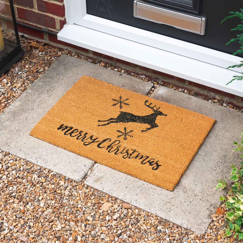 image 1 of Nicola Spring Christmas Coir Door Mat - 60 x 40cm - Reindeer