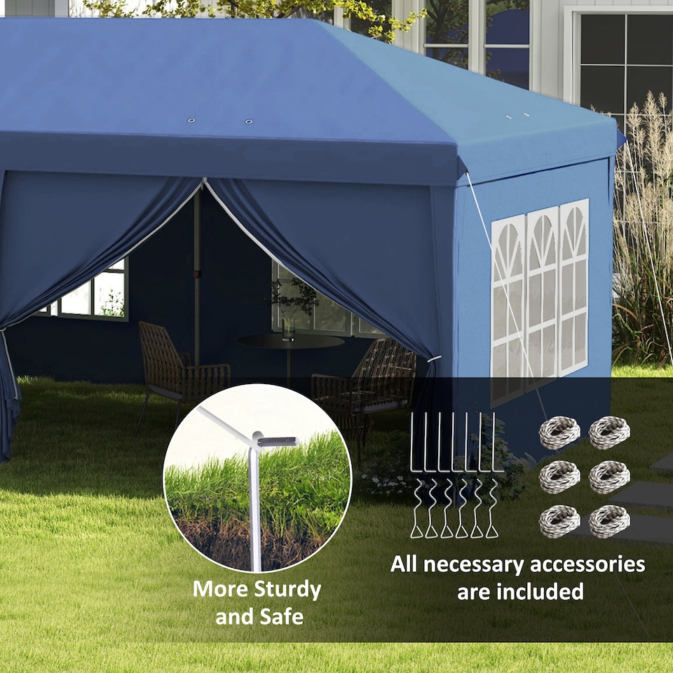 image 1 of Outsunny 3x6m Pop Up Gazebo Party Tent Canopy Marquee with Storage Bag Blue | Blue | Blue