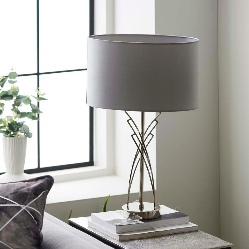 Lyla Satin Nickel Table Lamp Tesco Groceries