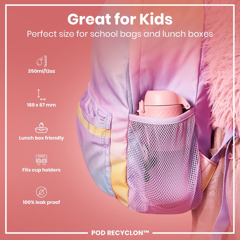 image 1 of Leak Proof Kids Water Bottle, BPA Free, 350ml (12oz) | Pink | Panda | One Size