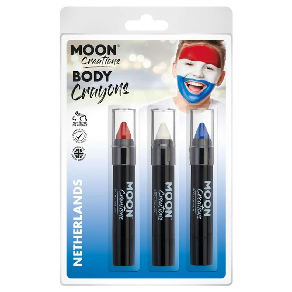 image 1 of Moon Creations Logo Body Crayons - Red/White/Dark Blue - One Size