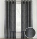 image 1 of Pair of Crete Charcoal Luxury Linen Look Sheer Panels with Eyelet Header 183 CM