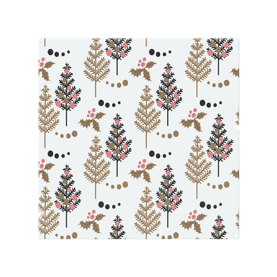 image 1 of Christmas Tree Holly Leaf Pattern Splash Back | White