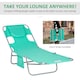 image 6 of Outsunny Sun Lounger with Reading Hole, Folding Garden Lounger, Green
