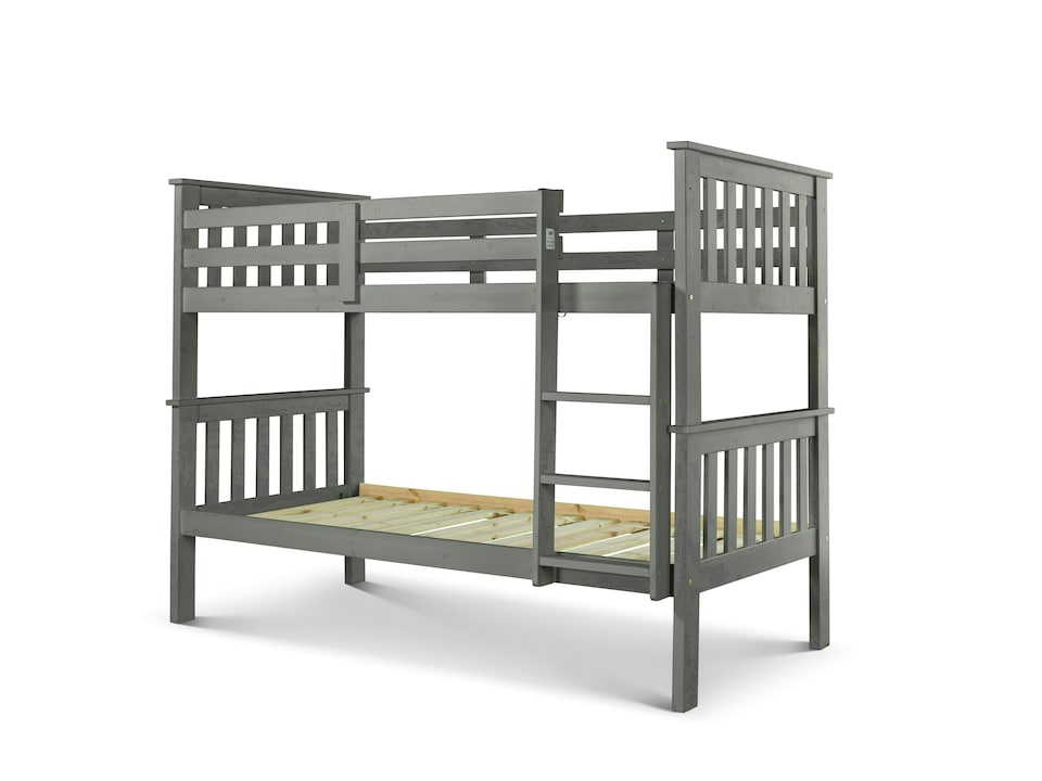 image 1 of Carra Grey Bunk Bed And Theo Pocket Sprung Mattresses