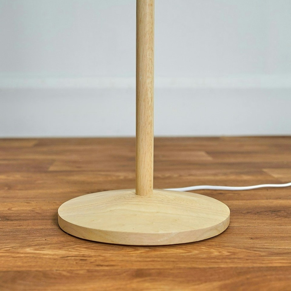 image 1 of ValueLights Single Stem Natural Light Wood Floor Lamp Base Brown