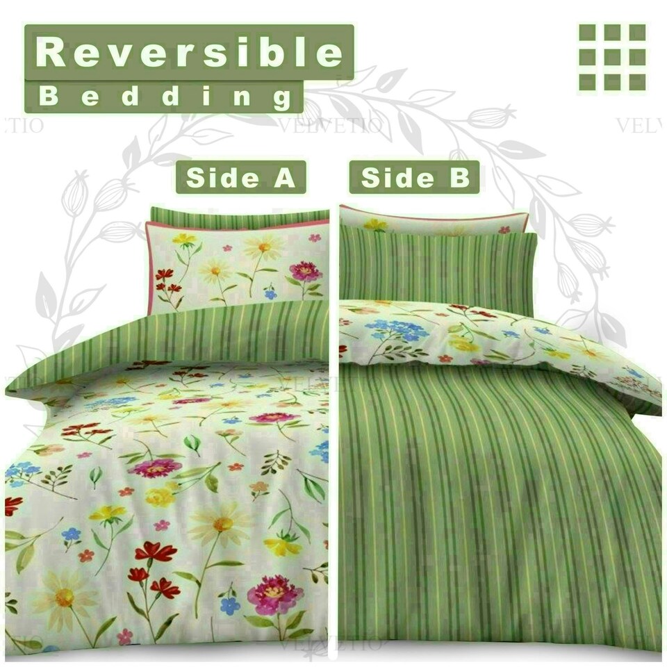 image 1 of Delphie Printed Duvet Cover Set Reversible Polycotton Beddings Multi | King