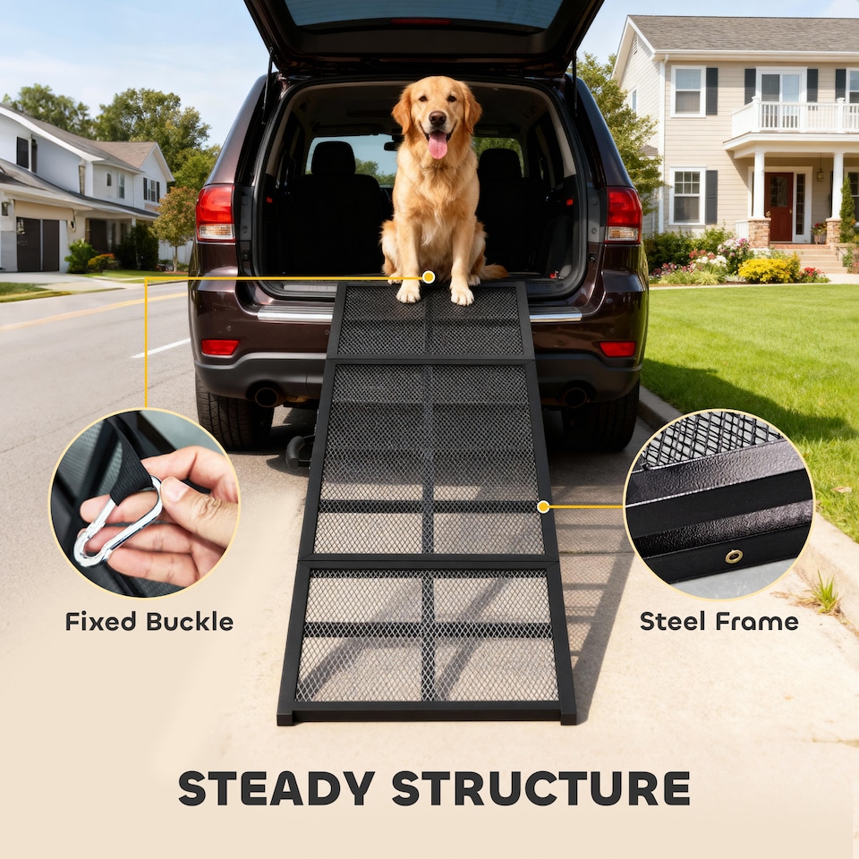 image 1 of PawHut 191 x 20cm Dog Ramp for Car, Pet Stairs for Large Dogs, for SUVs
