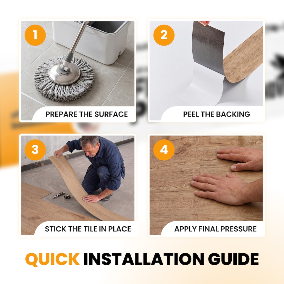image 1 of NOVECRAFTO Self Adhesive Vinyl Floor Planks – Peel & Stick Flooring – Honey Oak Timber Touch Effect – Easy DIY Installation – Durable & Waterproof Tiles | Brown | 1.39 sqm