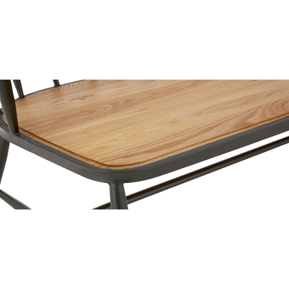 image 1 of Interiors By Premier Stylish Ash Wood And Metal Bench Chair, Industrial Dining Bench Chair, Versatile Livingroom Bench Chair Black