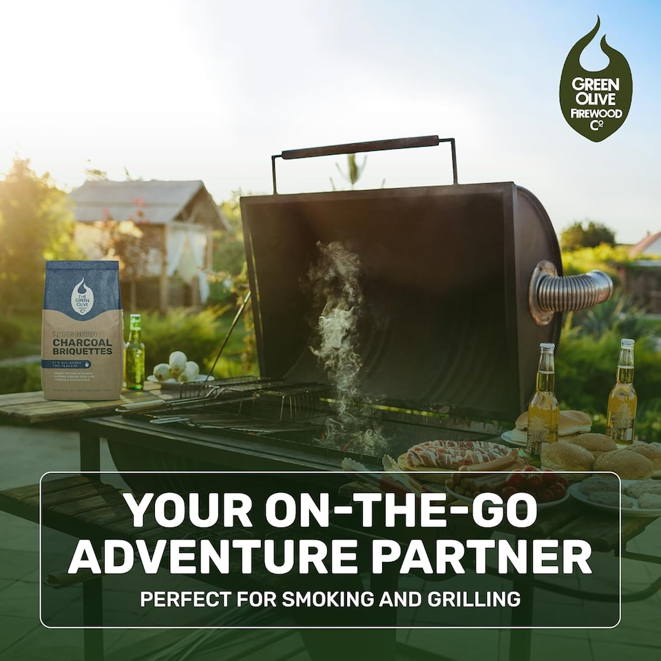 image 1 of Green Olive Firewood - 1 x 4kg Bag - Long Burn BBQ Charcoal Briquettes, Use for Charcoal Barbecues and Smokers. Natural, Quick Lighting and Long Burn Time | Black | 1