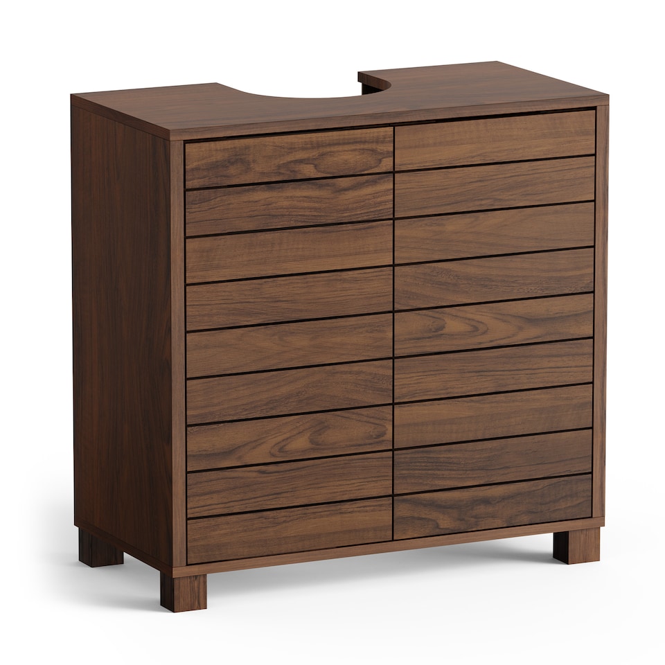image 1 of Vonhaus Chester Under Sink Bathroom Cabinet in Dark Wood Effect