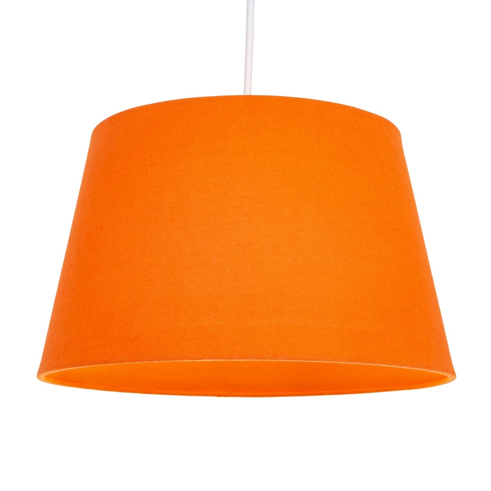 image 1 of Traditional 30cm Vivid Orange Linen Fabric Drum Table/Pendant Shade 60w Maximum