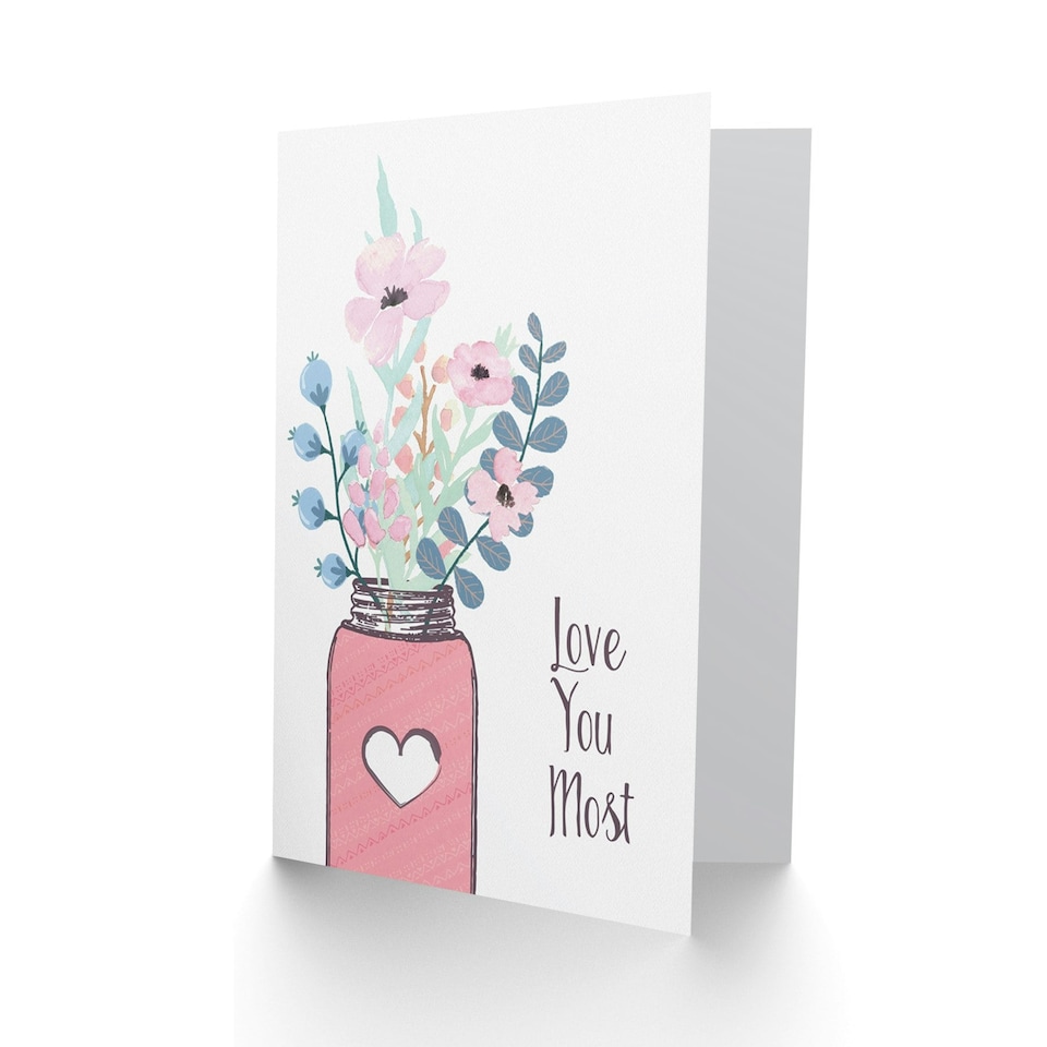 image 1 of Love You Most Flowers Sweet Cute Anniversary Valentines Day Card