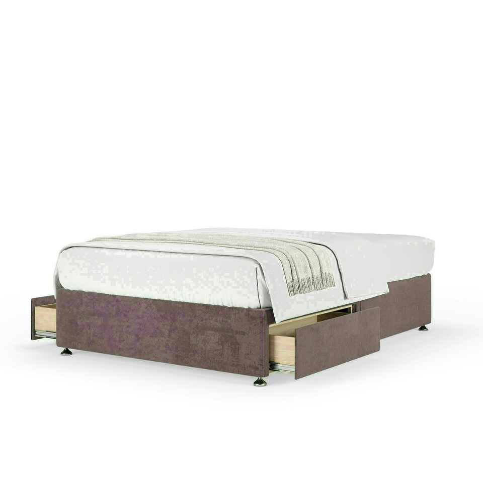Mauve Naples Velvet 2 Drawer Divan Base King Size
