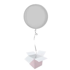 Satin White 4D Globe Foil Helium Balloon - Inflated Balloon in a Box