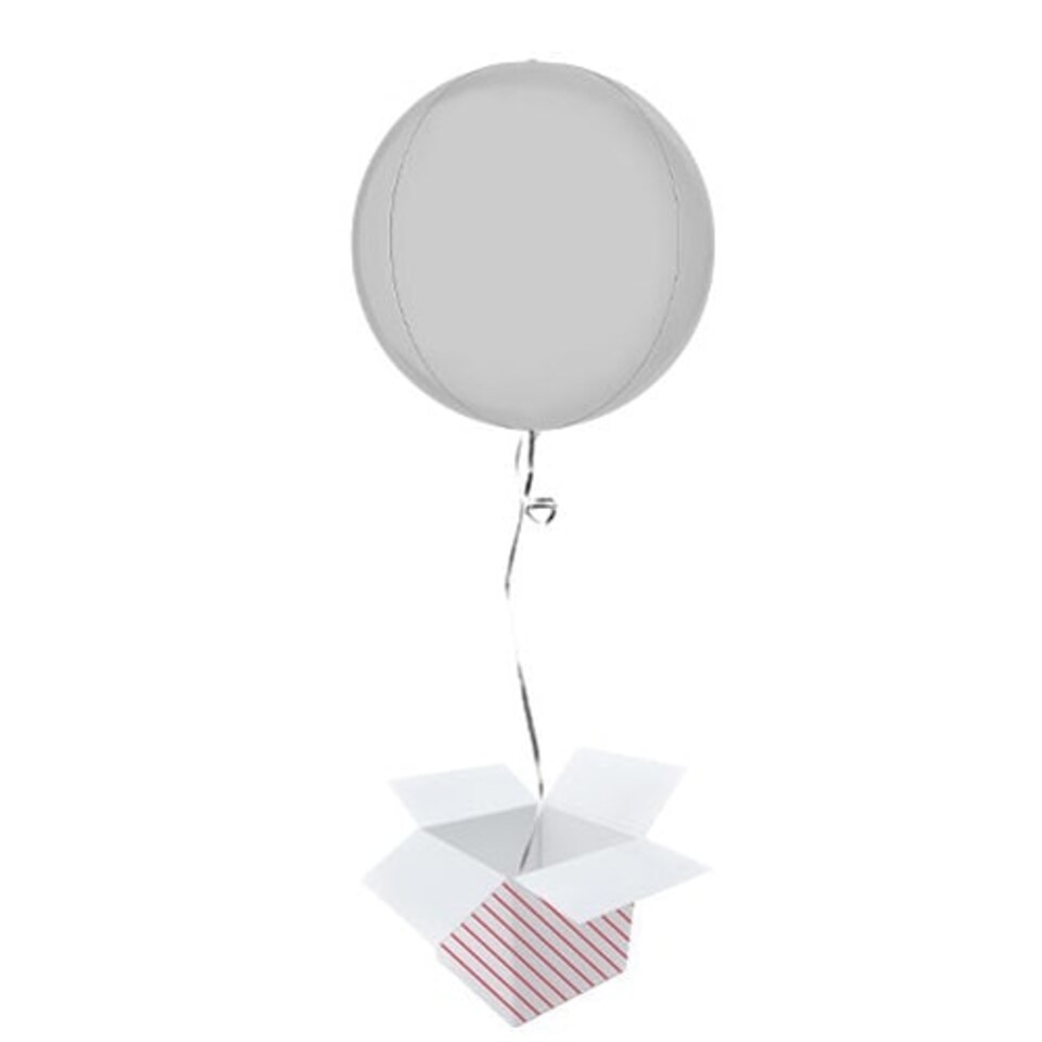 Satin White 4D Globe Foil Helium Balloon - Inflated Balloon in a Box