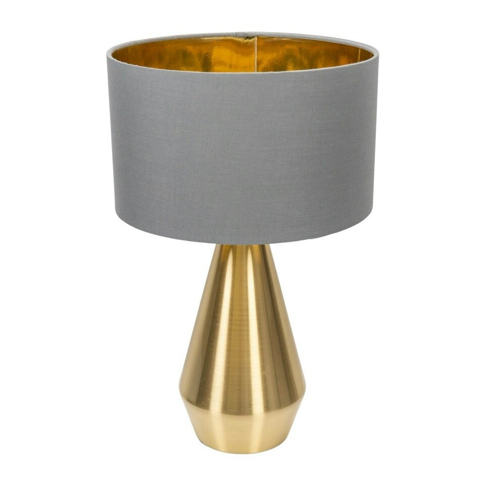 image 1 of ValueLights Jax Gold Dimmable Touch Table Lamp with Grey with Gold Inner Lamp Shade Gold