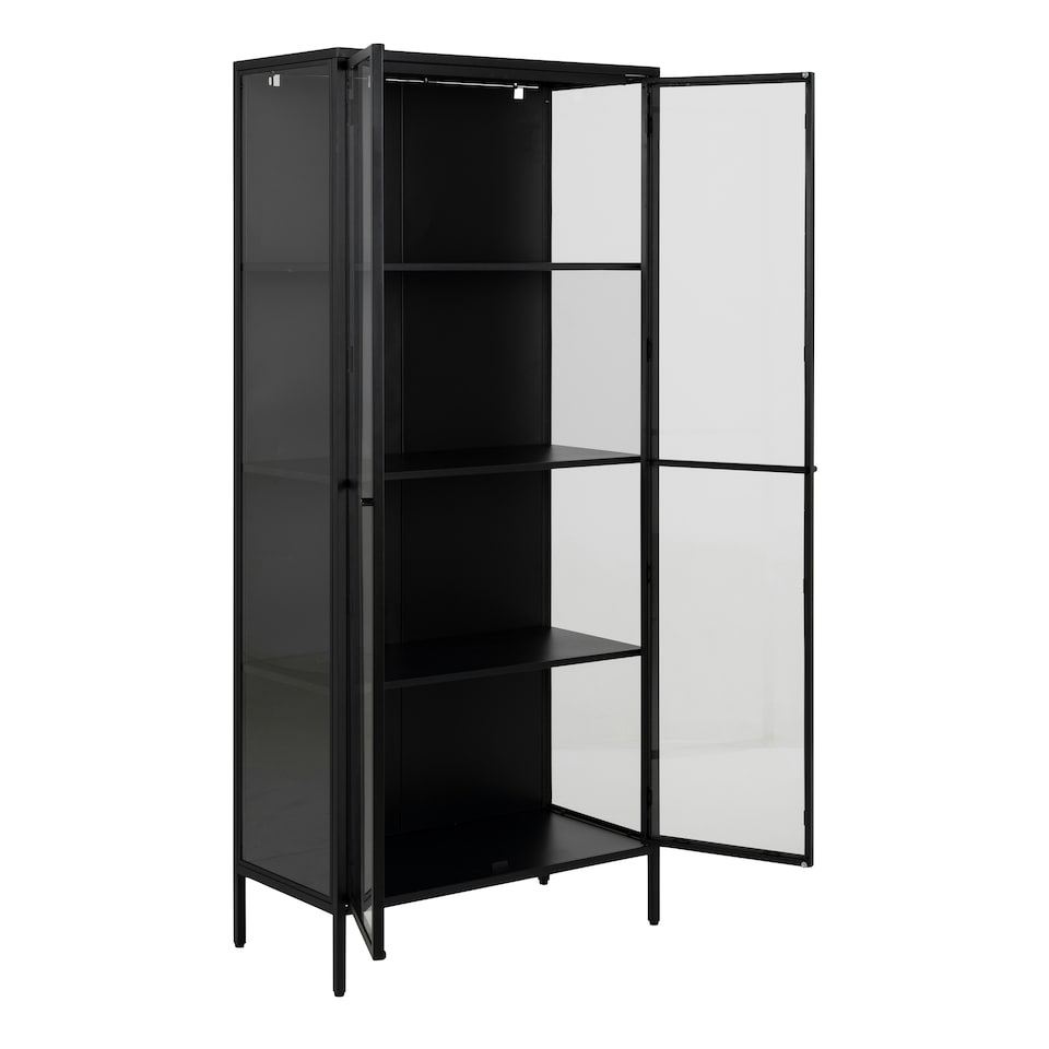 image 1 of Newcastle Tall 2 Door Display Cabinet in Matt Black