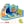 Light blue base, orange slide, deep blue sides