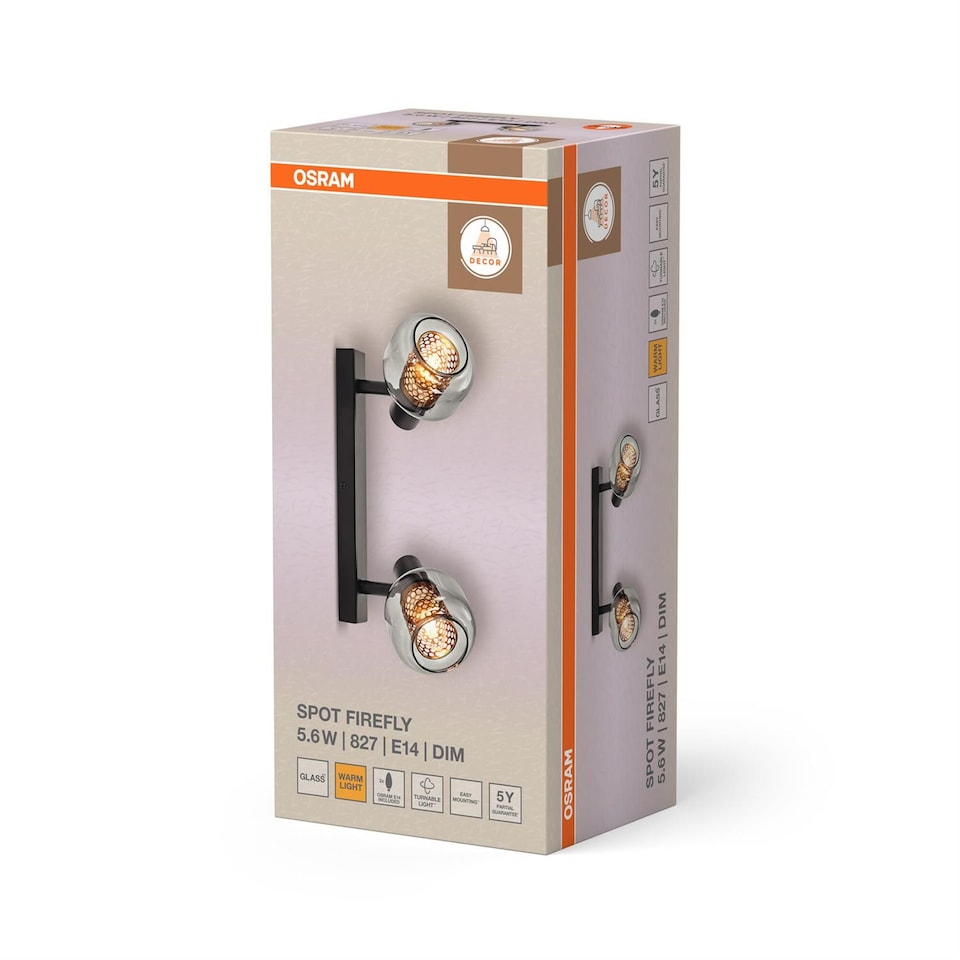 image 1 of Osram Decor Spot Firefly LED Ceiling Light Black 5.6W 827 E14 Dimmable Modern | Black | Black | 1