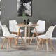 image 9 of Set of 2 Scandinavian Dining Chairs with Leather Cushions Solid Wood Legs White