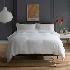 St Quentin 100% Cotton Double Gauze Duvet Cover Set - Soft & Breathable Bedding - 180 Thread Count White | White | Double