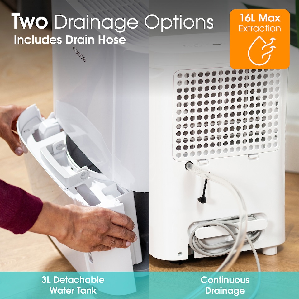 image 1 of Abode White Dehumidifier 16 Litre/Day Clothes Dryer LED Display ADH1601