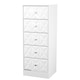 image 4 of Memphis 5 Drawer Tall Bedside Cabinet in White Matt (Ready Assembled) | White | White Matt
