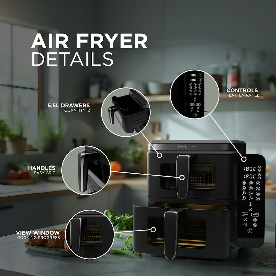 image 1 of DMD 11L Vertical Dual Stacked Air Fryer with 12 Cooking Functions