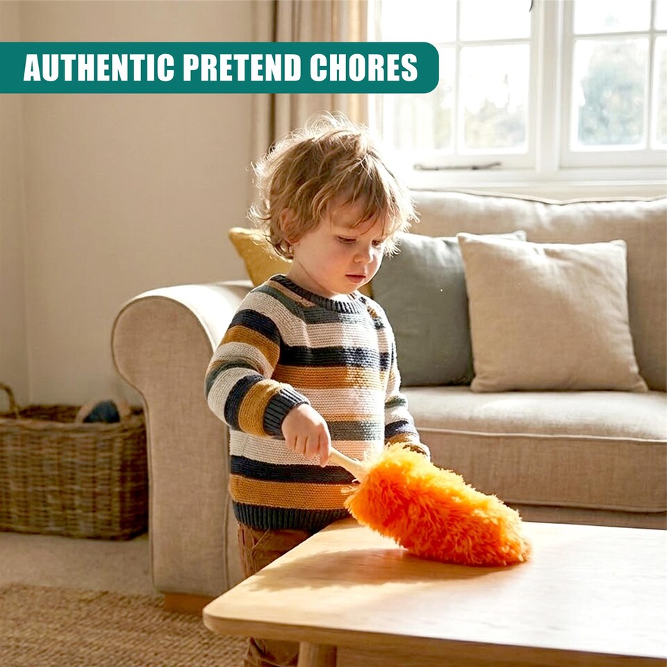 image 1 of The Magic Toy Shop Kids Cleaning Set 6 Pcs Broom Mop Duster Kit Pretend Play Toys