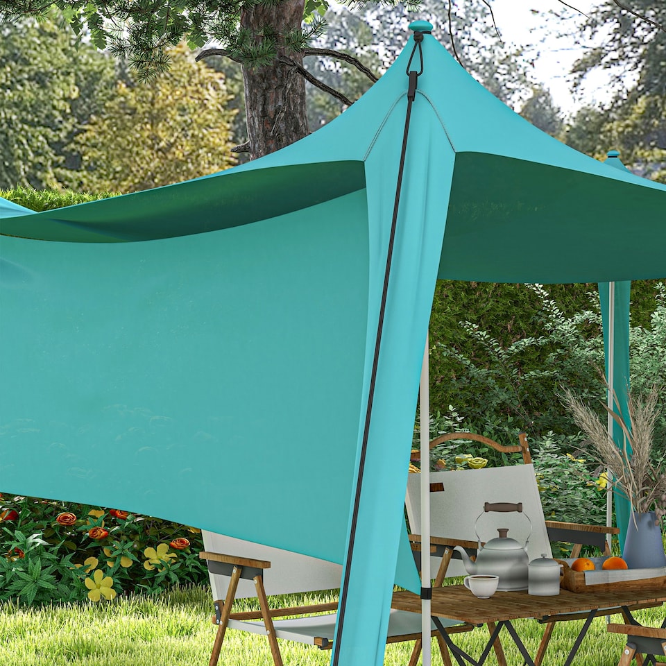 image 1 of Outsunny Beach Tent Shelter with A Detachable Sidewall, 3 x 3(m), Sky Blue