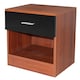 image 1 of Modern Bedside Table with Drawer and Open Shelf High Gloss In Walnut and Black Black | Oak
