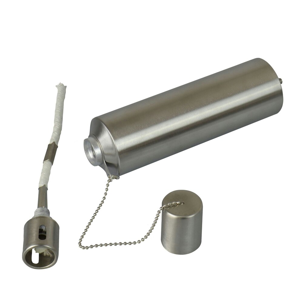 image 1 of Harbour Housewares Metal Garden Torch - Cylinder - Silver