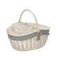 image 5 of White Wash Finish Oval Wicker Basket with Lining Blue | Blue and White Checked | One Size