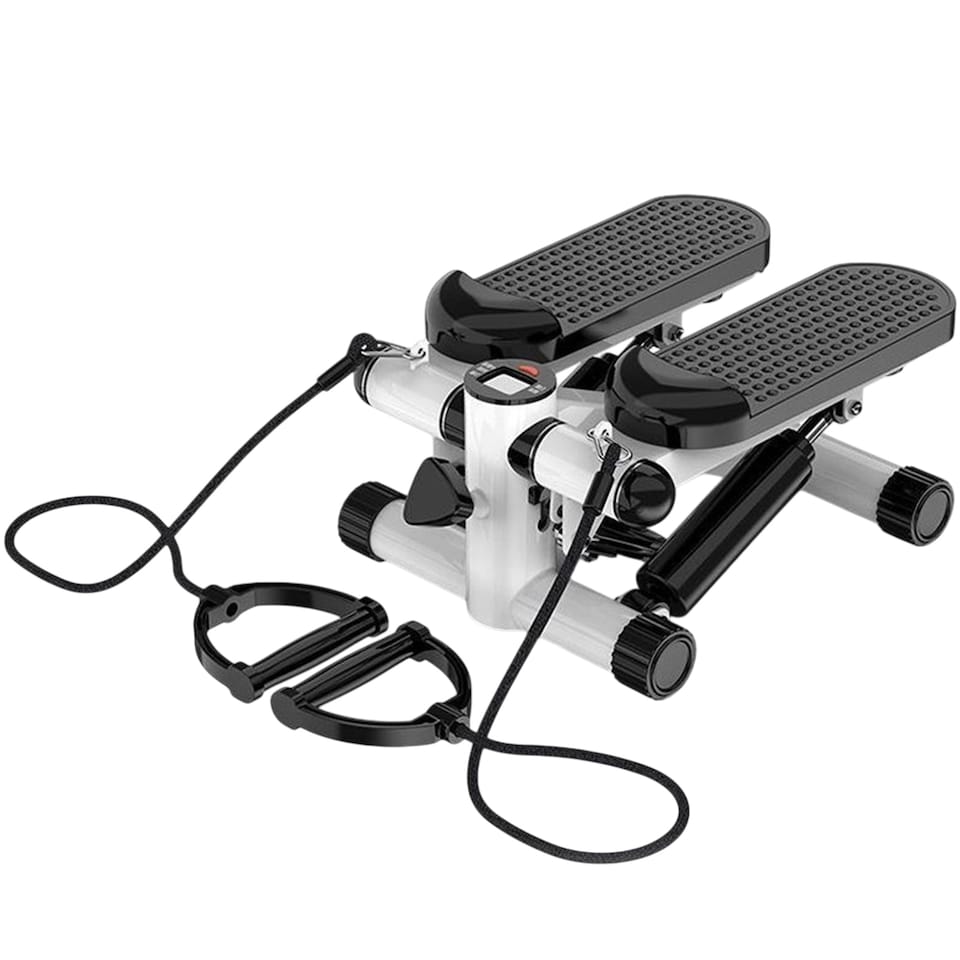 Aerobic Mini Stepper Hydraulic Step Machine LCD Display Resistance Bands Home Gym