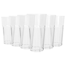 Argon Tableware Reusable Plastic Highball Glasses - 665ml - Pack of 6 Clear