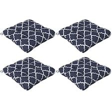 Outsunny Set of 4 Outdoor Seat Cushions Water Repellent Seat Pads with Ties | Blue | Blue | 4