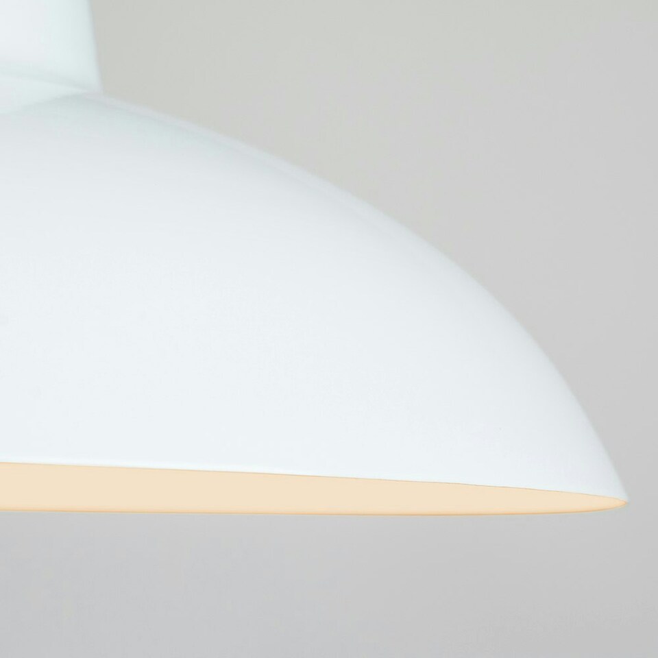 image 1 of ValueLights Pair of Retro Style Gloss White Metal Easy Fit Ceiling Pendant Light Shades - Complete with 10w LED GLS Bulbs 3000K Warm White