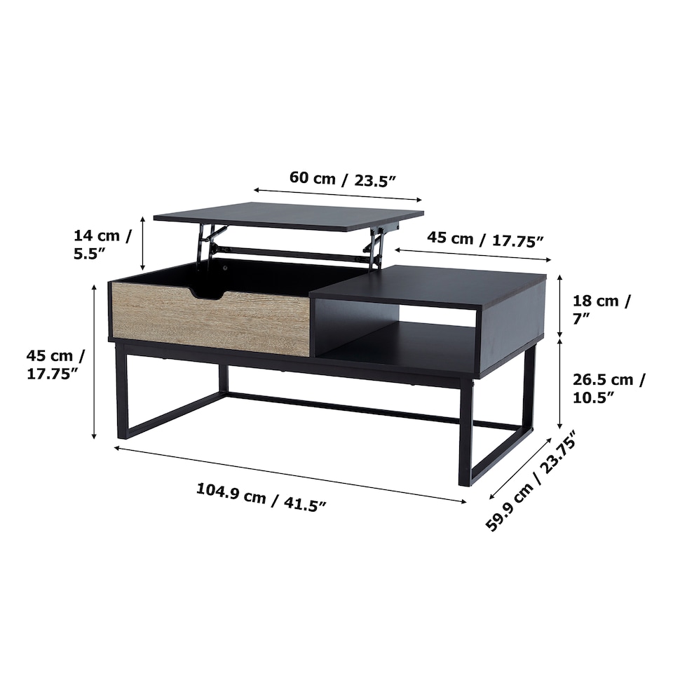 image 1 of Teamson Lift Top Coffee Table with Hidden Storage & Metal Frame