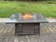 image 4 of Fimous 6 Seater Outdoor PE Rattan Garden Furniture Set Gas Fire Pit Dining Table Gas Heater Burner With 2 Armchairs 2 Side Tables Big Footstool Dark Grey Mixed
