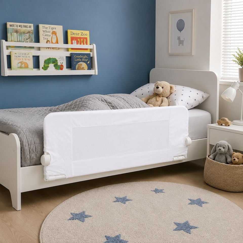 image 1 of Safetots Bed Rail, White 100cm Wide x 40cm Tall, Toddler Bed Guard for Safety