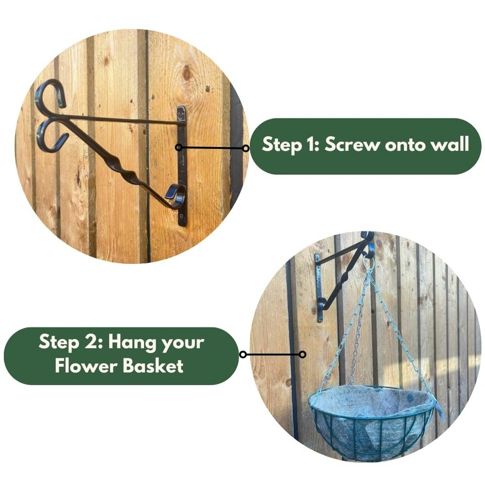 image 1 of Marco Paul Black Steel Hanging Basket Bracket Black