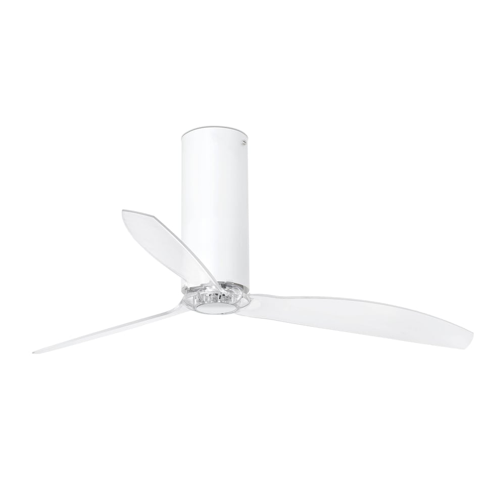 image 1 of Tube Medium Ceiling Fan Matt White, Clear - Optional LED Light Sold Separately