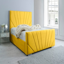 Marco Plush Small Double Bed Frame - Mustard Gold