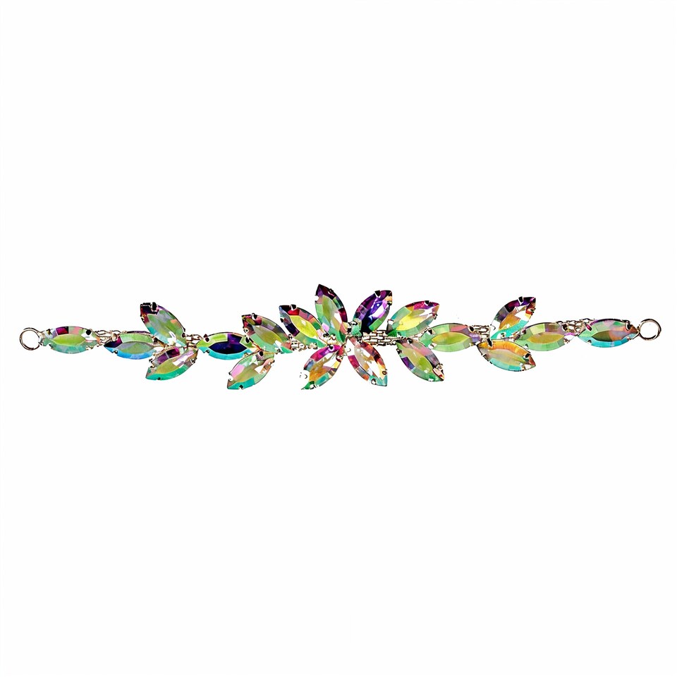 image 1 of 16 x 2.5cm Crystal Rhinestone Diamante Sew-On Motif Applique Patch