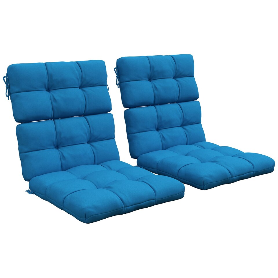 image 1 of Outsunny 2pc Outdoor Seat Cushions Water Repellent Seat Pads with Backrest and Ties 