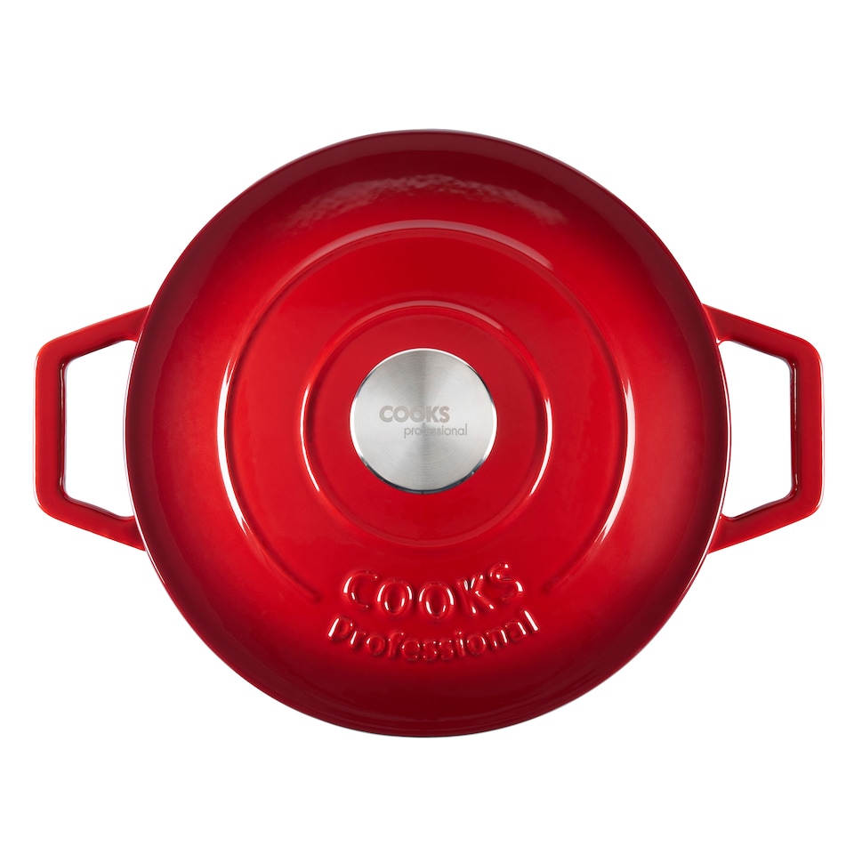 image 1 of Cooks professional Cast Iron Casserole Dish 20cm - Ovenproof Pan with Lid | Red | Red | 1