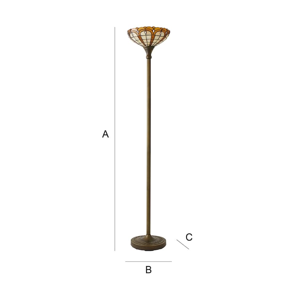 image 1 of ValueLights Tiffany Inspired Jewel Uplighter Floor Lamp | Bronze