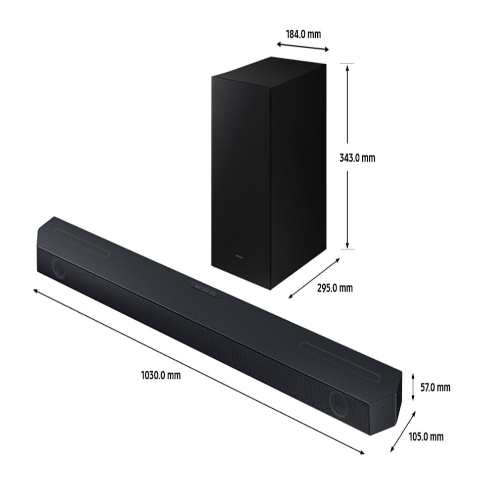 image 1 of Samsung HW-Q600C/XU, 3.1.2 channels, Dolby Atmos, 200 W, Active subwoofer, Wireless, 160 W | Black | Black